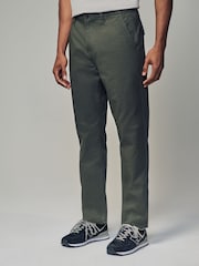 Khaki Green Regular Fit 100% Cotton Utility Style Chino Trousers - Image 1 of 12