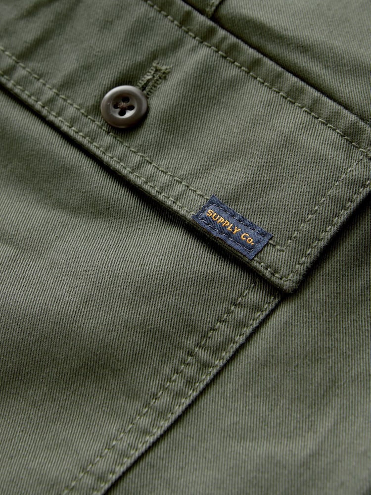 Khaki Green Regular Fit 100% Cotton Utility Style Chino Trousers - Image 12 of 12