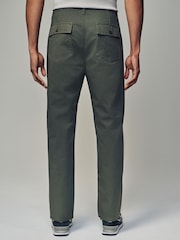 Khaki Green Regular Fit 100% Cotton Utility Style Chino Trousers - Image 2 of 12