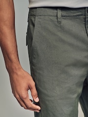 Khaki Green Regular Fit 100% Cotton Utility Style Chino Trousers - Image 4 of 12