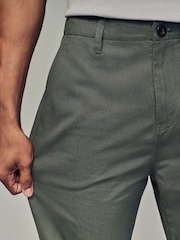 Khaki Green Regular Fit 100% Cotton Utility Style Chino Trousers - Image 5 of 12