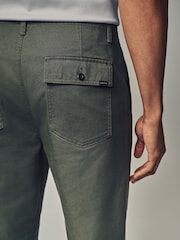 Khaki Green Regular Fit 100% Cotton Utility Style Chino Trousers - Image 6 of 12