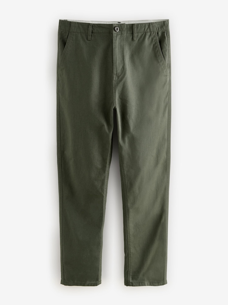 Khaki Green Regular Fit 100% Cotton Utility Style Chino Trousers - Image 8 of 8