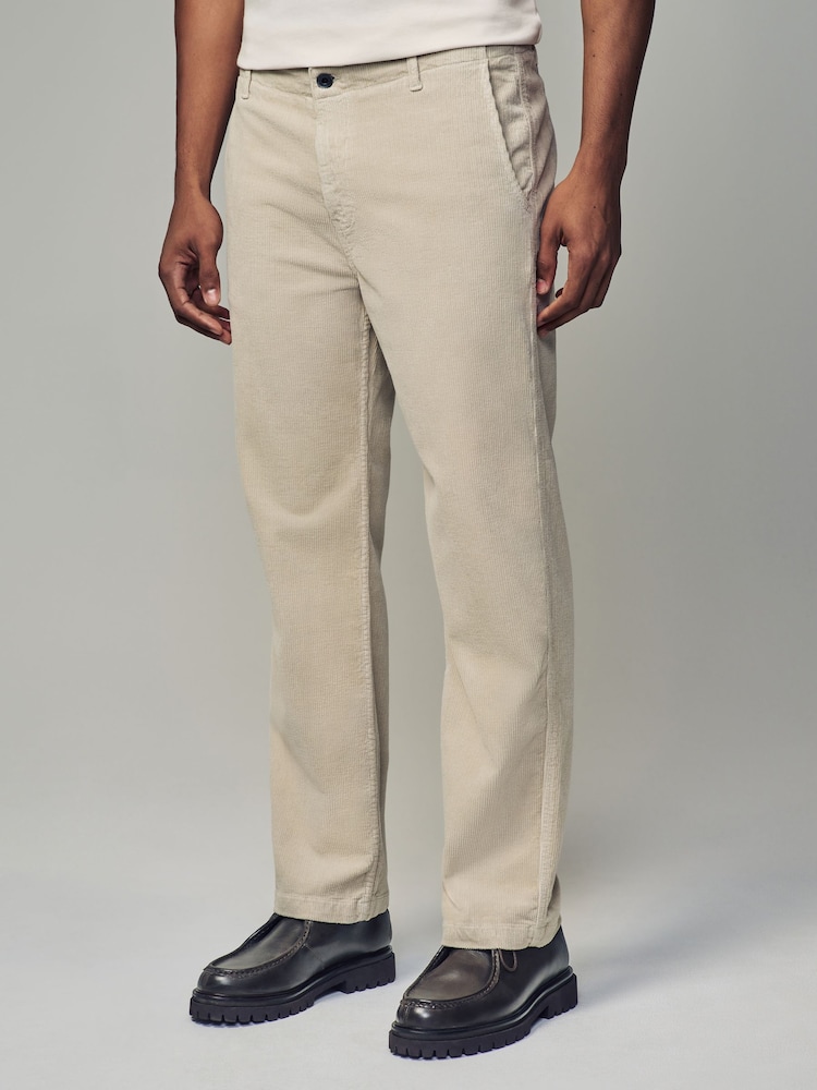 Ecru White Relaxed Fit Corduroy Chino Trousers - Image 2 of 10