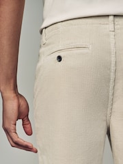 Ecru White Relaxed Fit Corduroy Chino Trousers - Image 6 of 10