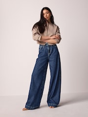 Rinse Wash Palazzo Wide Leg 100% Cotton Jeans - Image 1 of 6
