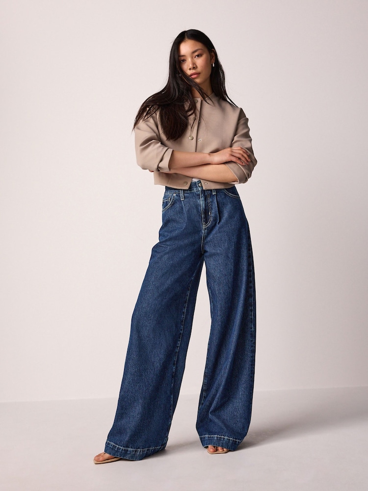 Rinse Wash Palazzo Wide Leg 100% Cotton Jeans - Image 1 of 6