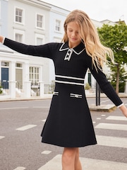 Lipsy Black Knitted Collar Dress (5-16yrs) - Image 1 of 4