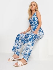PixieGirl Petite Blue Contrast Leaf Jumpsuit - Image 2 of 6