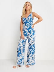 PixieGirl Petite Blue Contrast Leaf Jumpsuit - Image 3 of 6