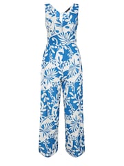 PixieGirl Petite Blue Contrast Leaf Jumpsuit - Image 6 of 6