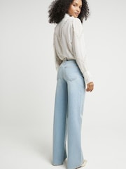 River Island Blue High Rise Wide Leg Jeans - Image 3 of 6