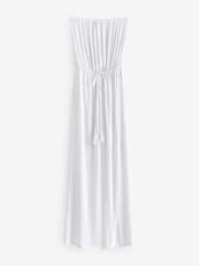 South Beach White Crinkle Viscose Strapless Jumpsuit - Image 5 of 5