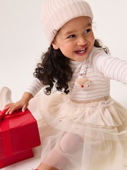 Pink Long Sleeve Sparkly Christmas 3D Reindeer Dress (3mths-7yrs) - Image 2 of 10