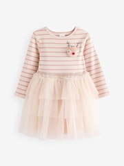Pink Long Sleeve Sparkly Christmas 3D Reindeer Dress (3mths-7yrs) - Image 5 of 10