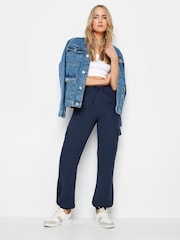 Long Tall Sally Blue Crepe Cuffed Cargo Joggers - Image 1 of 5