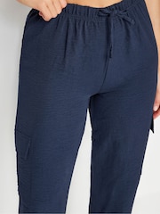 Long Tall Sally Blue Crepe Cuffed Cargo Joggers - Image 4 of 5
