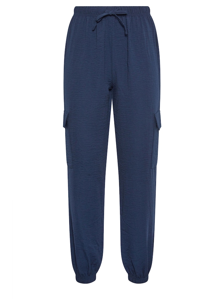 Long Tall Sally Blue Crepe Cuffed Cargo Joggers - Image 5 of 5