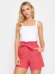 PixieGirl Petite Orange Coral Pink Cheesecloth Tie waist 100% Cotton Shorts - Image 1 of 5