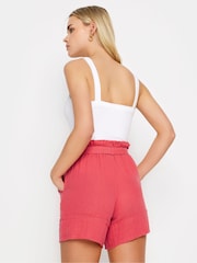 PixieGirl Petite Orange Coral Pink Cheesecloth Tie waist 100% Cotton Shorts - Image 3 of 5
