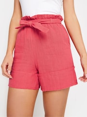 PixieGirl Petite Orange Coral Pink Cheesecloth Tie waist 100% Cotton Shorts - Image 4 of 5