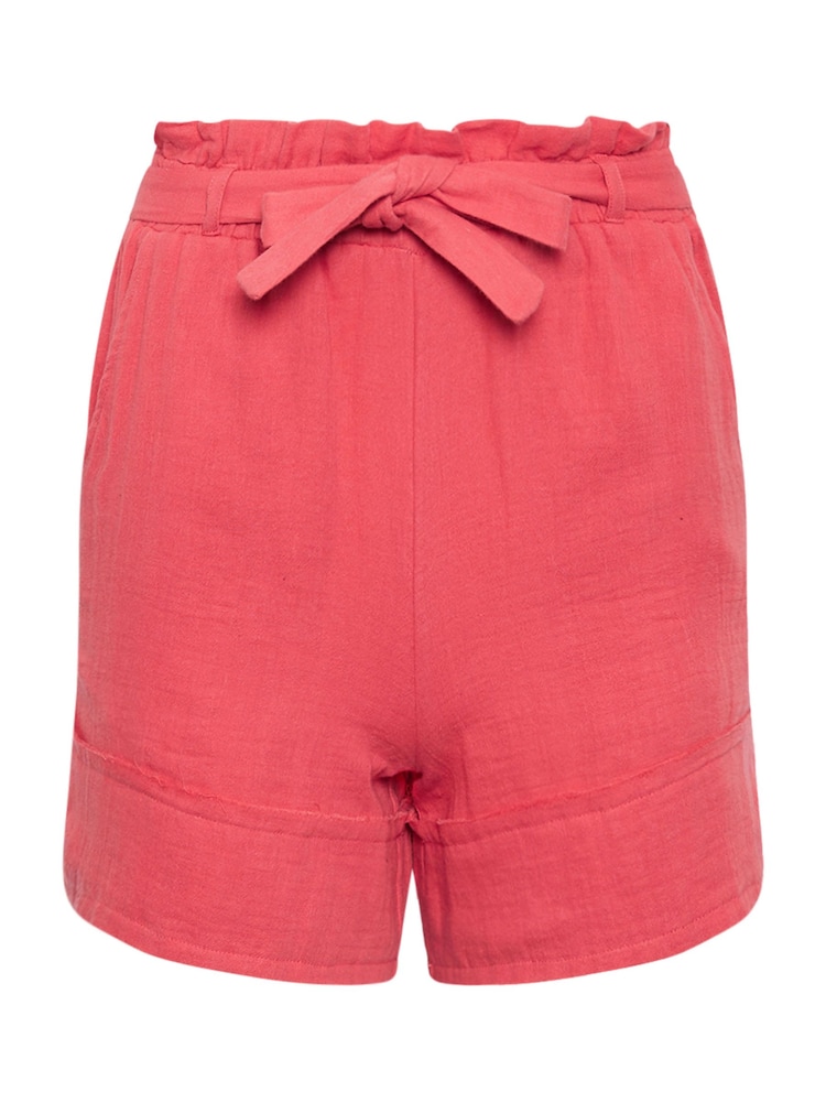 PixieGirl Petite Orange Coral Pink Cheesecloth Tie waist 100% Cotton Shorts - Image 5 of 5