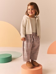 Neutral Check Textured Barrel Leg Trousers (3mths-7yrs) - Image 1 of 8
