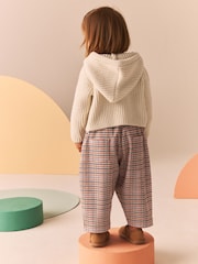 Neutral Check Textured Barrel Leg Trousers (3mths-7yrs) - Image 3 of 8