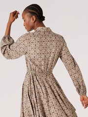 Apricot Grey Ikat Tile Shirt Mini Dress - Image 3 of 4