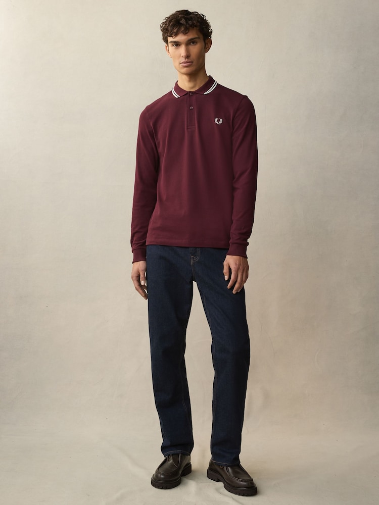 Buy Fred Perry Oxblood/Ecru Sleeve Twin Tipped Polo Shirt from the