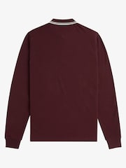 Oxblood/Ecru - Fred Perry Langärmeliges Poloshirt mit doppelten Zierstreifen - Bild 8 von 9