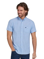 Raging Bull Blue Short Sleeve Classic Linen Shirt - Image 1 of 7