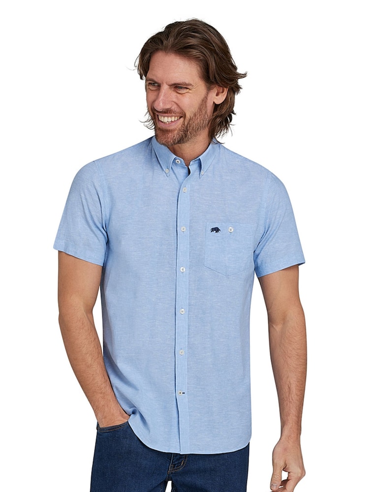 Raging Bull Blue Short Sleeve Classic Linen Shirt - Image 1 of 7