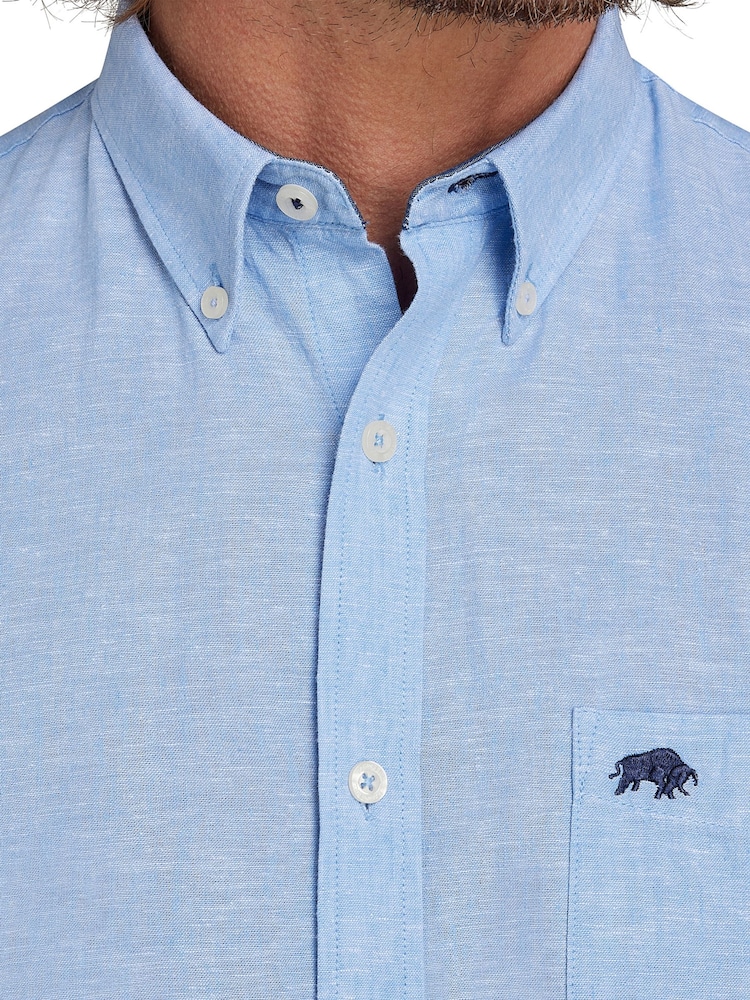 Raging Bull Blue Short Sleeve Classic Linen Shirt - Image 3 of 7