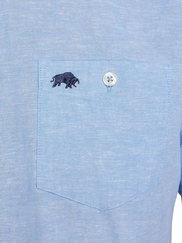 Raging Bull Blue Short Sleeve Classic Linen Shirt - Image 7 of 7