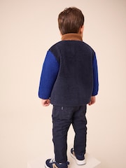 Blue/Brown Colourblock Fleece Zip Through Jacket (3mths-7yrs) - Image 4 of 7