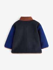 Blue/Brown Colourblock Fleece Zip Through Jacket (3mths-7yrs) - Image 6 of 7