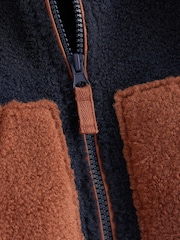 Blue/Brown Colourblock Fleece Zip Through Jacket (3mths-7yrs) - Image 7 of 7