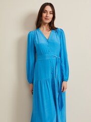 Phase Eight Blue Tori Button Through Maxi Dress - Image 3 of 7