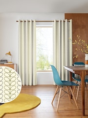 Orla Kiely Black and Olive Green Linear Stem Made to Measure 100% Cotton Curtains - Image 1 of 10