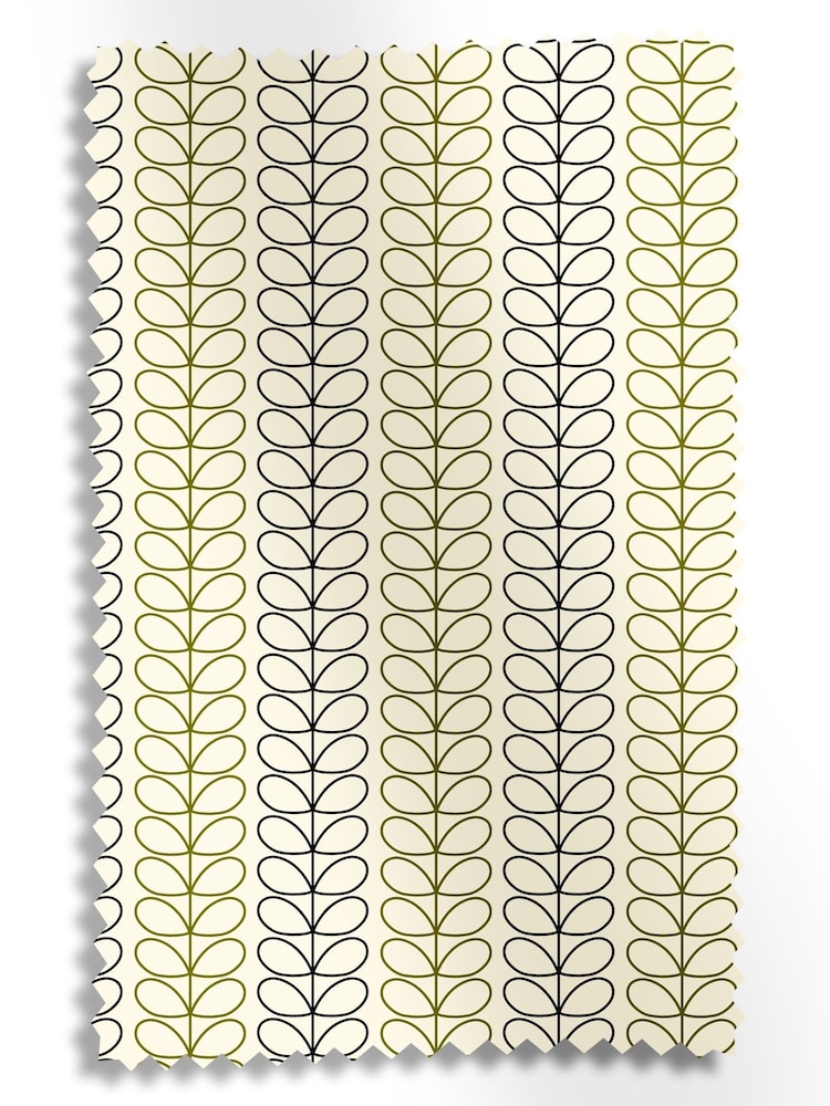 Orla Kiely Black and Olive Green Linear Stem Made to Measure Curtains - Image 9 of 9