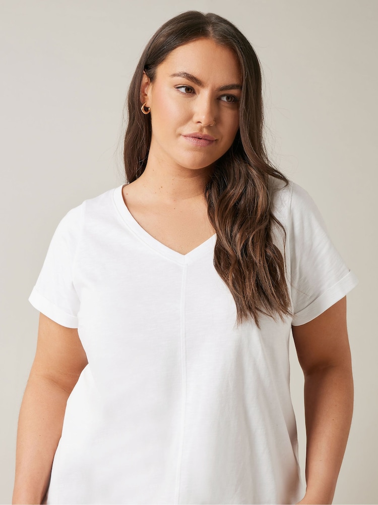 Blanco - Evans Curve Pure 100% Cotton T-Shirt - Imagen 4 de 4 Blanco - Evans Curve Pure 100% Cotton T-Shirt - Imagen 4 de 4