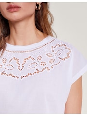 Monsoon White Cutwork Garcia 100% Cotton T-Shirt - Image 4 of 5