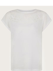 Monsoon White Cutwork Garcia 100% Cotton T-Shirt - Image 5 of 5