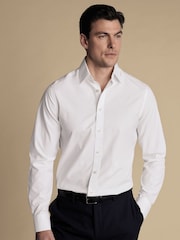 Charles Tyrwhitt White Slim Fit Non Iron Poplin 100% Cotton Shirt - Image 1 of 5