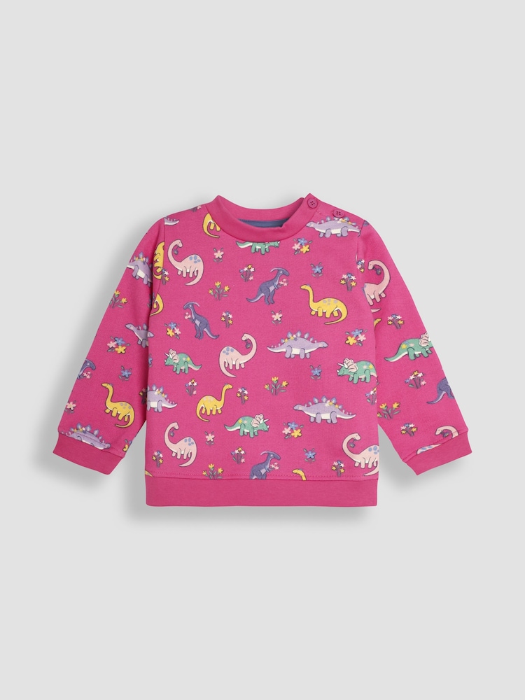 JoJo Maman Bébé Pink Dino Sweatshirt And Leggings Set - Image 5 of 9