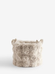 Set of 2 Beige Faux Fur Baskets - Image 5 of 6