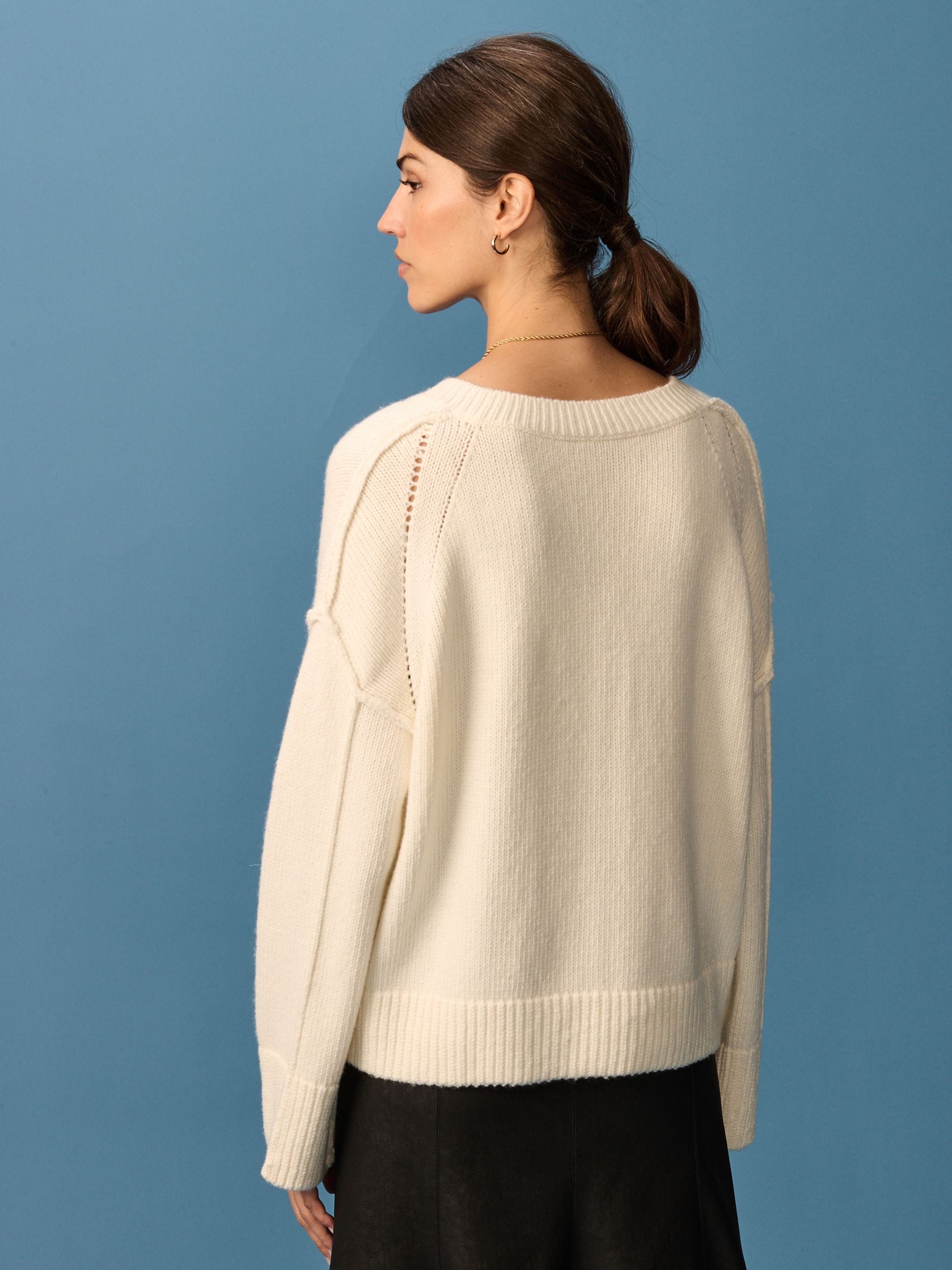 Buy White Ecru Seam Detail V-Neck Knitted Jumper from Next Czech Republic
