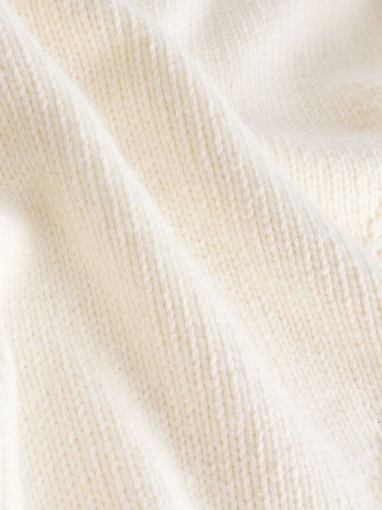White Ecru Seam Detail V-Neck Knitted Jumper - Image 6 of 6