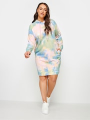 Yours Curve Green Tie Dye Hoodie Dress - Image 1 of 5